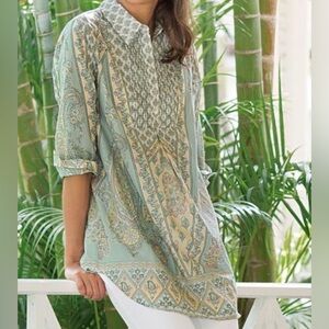 Soft Surroundings Tabitha Tunic in Paisley Sky Size 1X